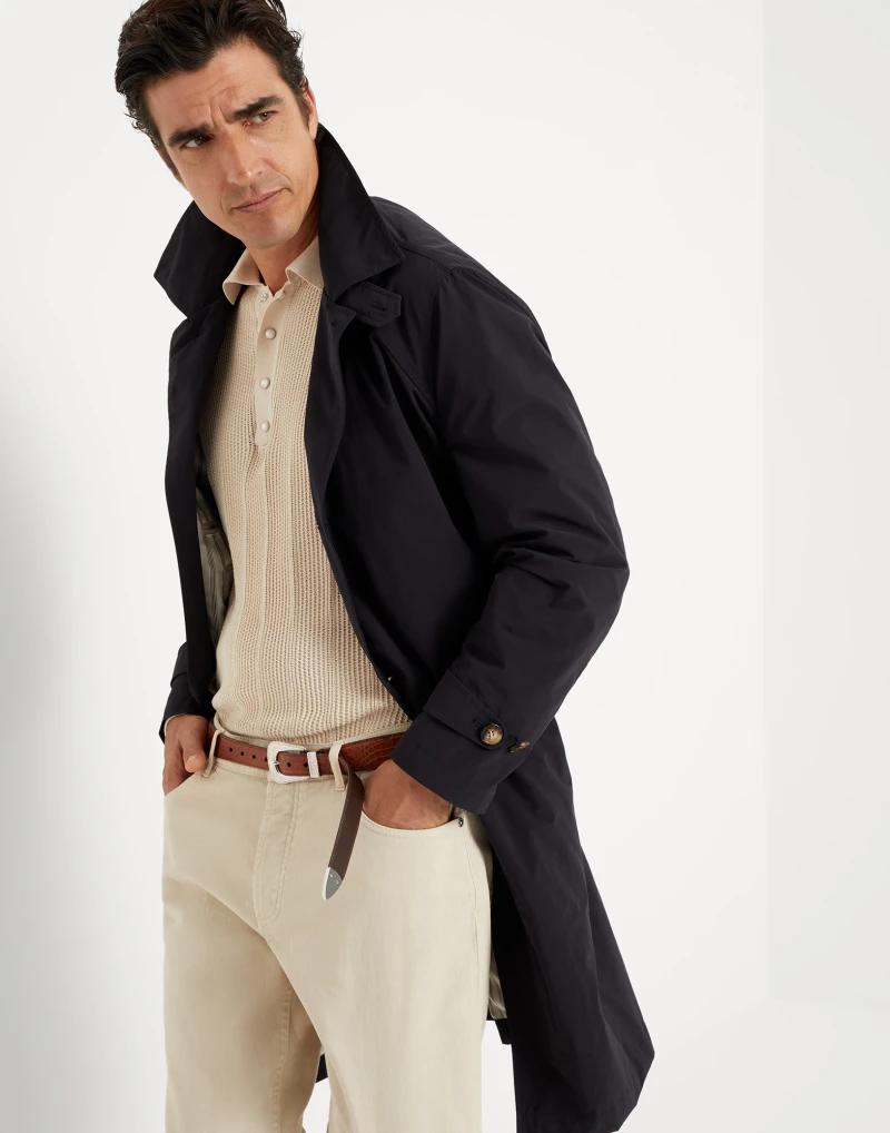Brunello Cucinelli – Trenchcoat-Jacke für Herren aus blauem Polyester