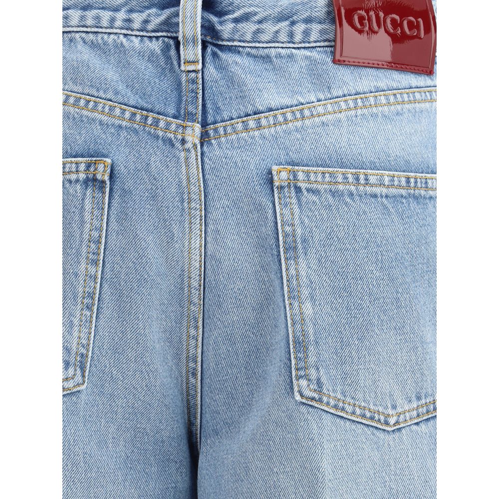 Gucci Hellblaue Baumwoll-Jeans im Denim-Look